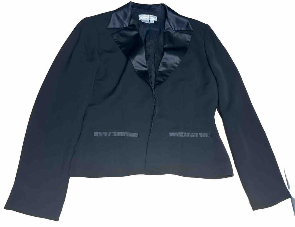 Adrianna Papell Formal Evening Essentials Black Jacket Top Balzer Sz 6 Cropped